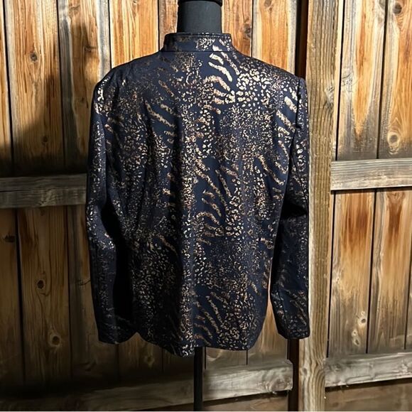Alfred Dunner blazer plus knit navy blue copper animal pockets 16 FIRM on PRICE - Picture 6 of 6